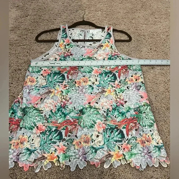 Anthropologie inari fiore floral cut out tank top sleeveless medium colorful - Picture 16 of 16
